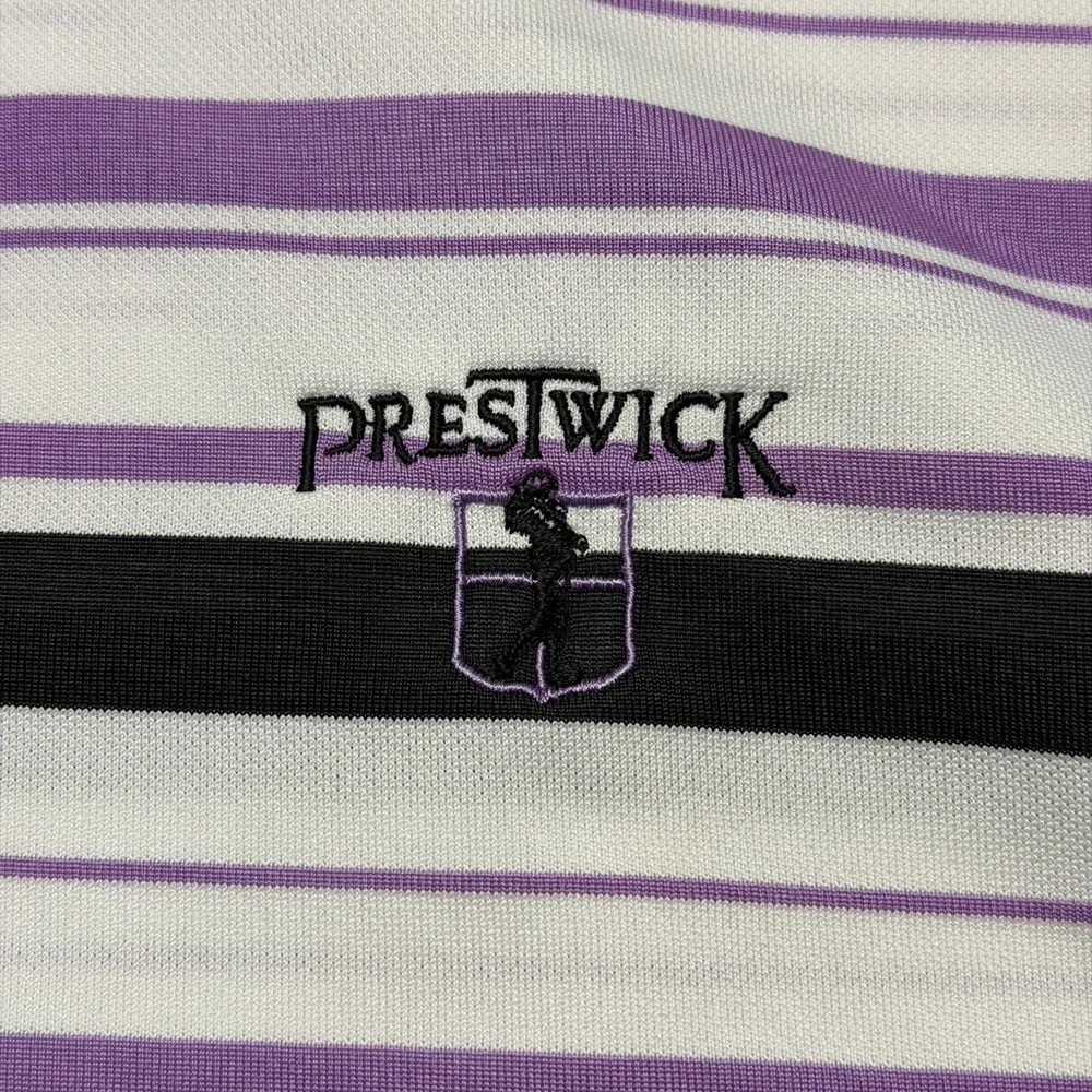 adidas Prestwick Striped Polo‎ — White, Purple & Black